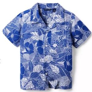 Janie and Jack Tropical Leaf Linen Cabana Shirt Size 2T